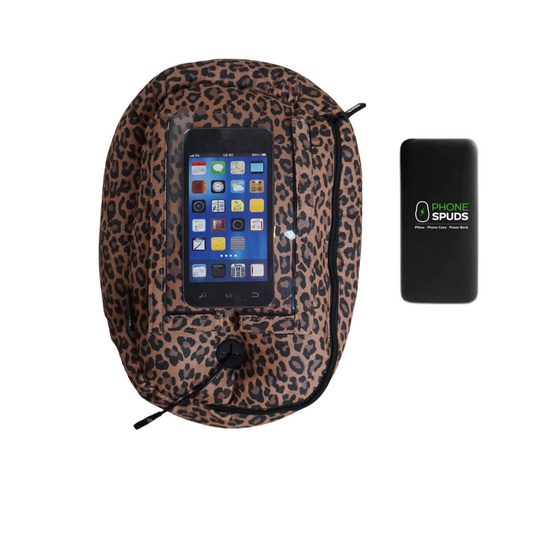 leopard print phone spud with powerbank