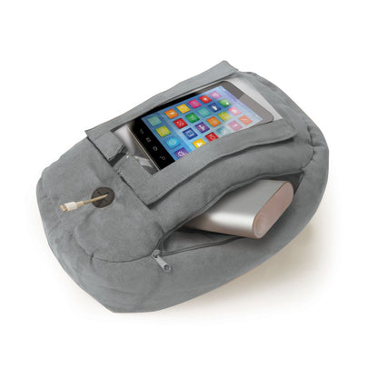 gray potato phone pillow phone stand phone holder PhoneSpud comfortable smart phone cell phone use kids elderly eases hand strain carpal tunnel arthritis patients in the hospital travel pillow with power bank