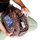 leopard print potato pillow phone older phone stand PhoneSpud phone accessory holds smartphone cell phone while resting in bed gaming watching videos scrolling bedtime phone use helps hand strain carpal tunnel arthritis