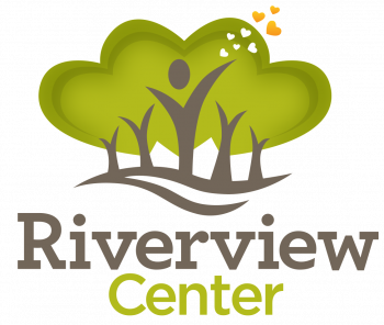 the riverview center logo in green and brown